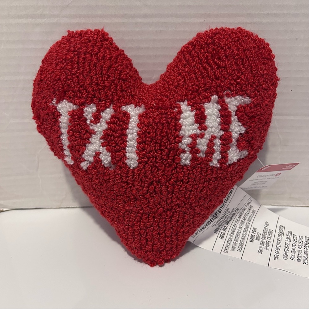 Red Heart Shaped mini Pillow with 'TXT ME' Design by Celebrate it